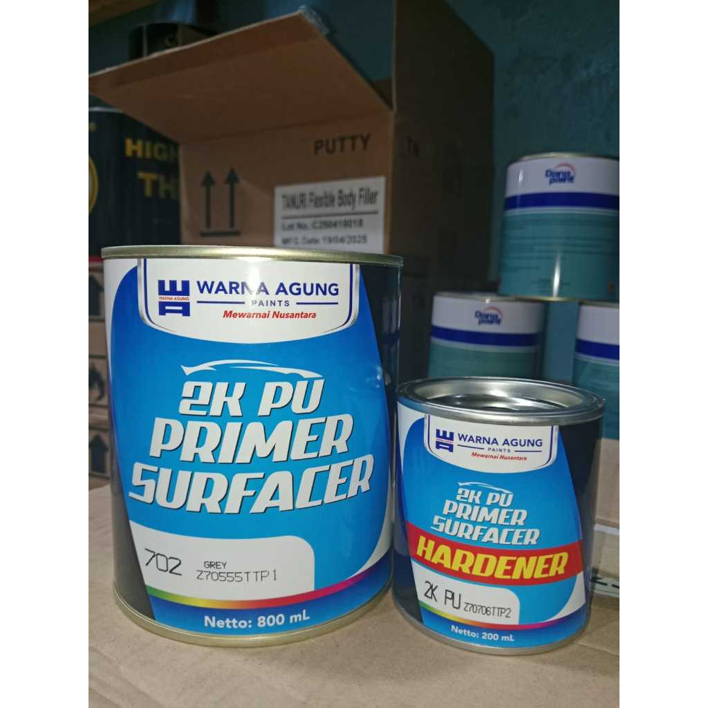 EPOXY 2K PU PRIMER SURFACER WARNA AGUNG GREY ANTI KARAT CEPAT KERING 1 LITER
