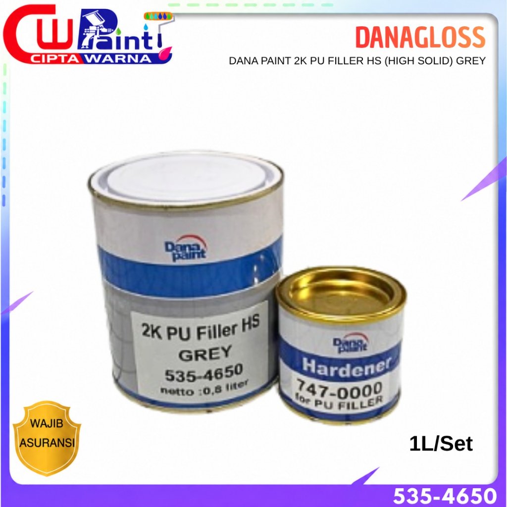 EPOXY FILLER 2K PU HS DANAGLOSS GREY 535-4650 HARDENER 747-0000 1 LITER