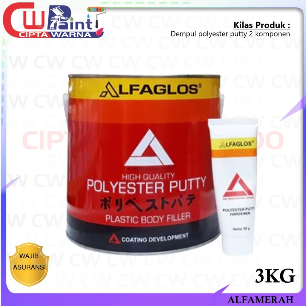 DEMPUL ALFAGLOSS MERAH POLYESTER PUTTY 3,5 KG