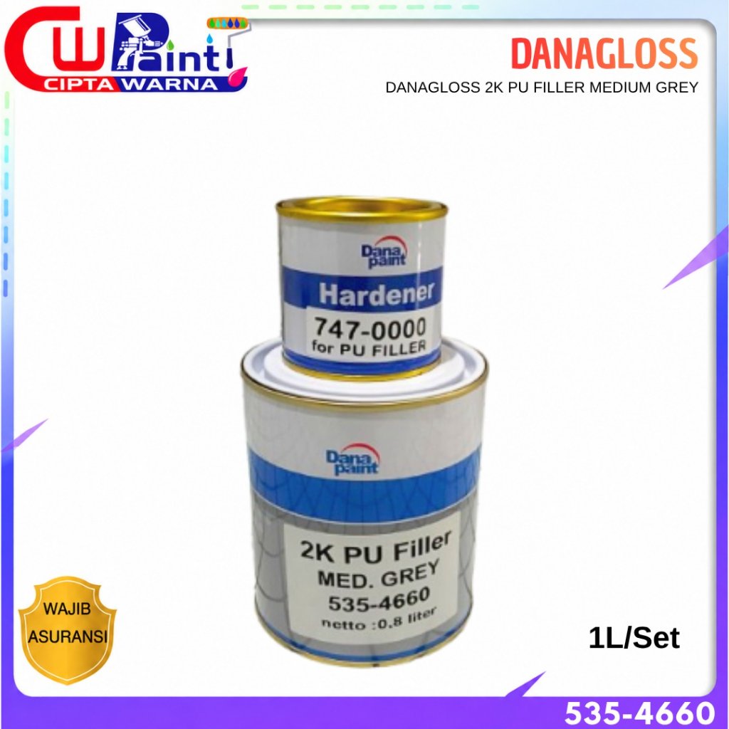 EPOXY FILLER 2K PU DANAGLOSS MEDIUM GREY 535-4660 HARDENER 747-0000