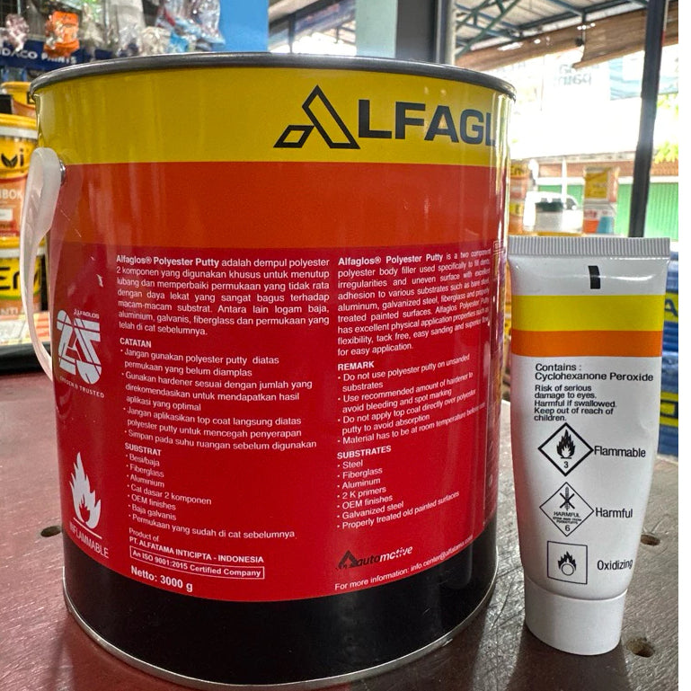DEMPUL ALFAGLOSS MERAH POLYESTER PUTTY 3,5 KG
