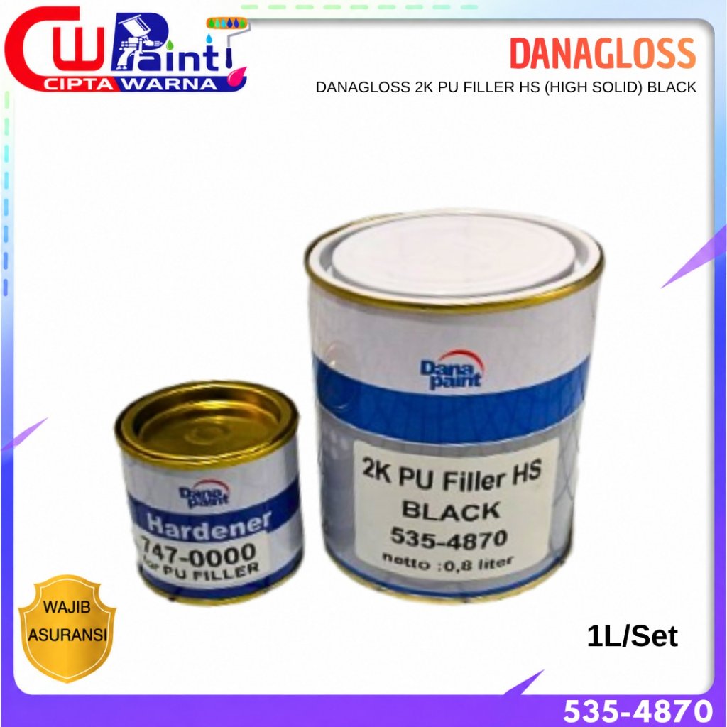 EPOXY FILLER 2K PU DANAGLOSS BLACK 535-4870 HARDENER 747-0000