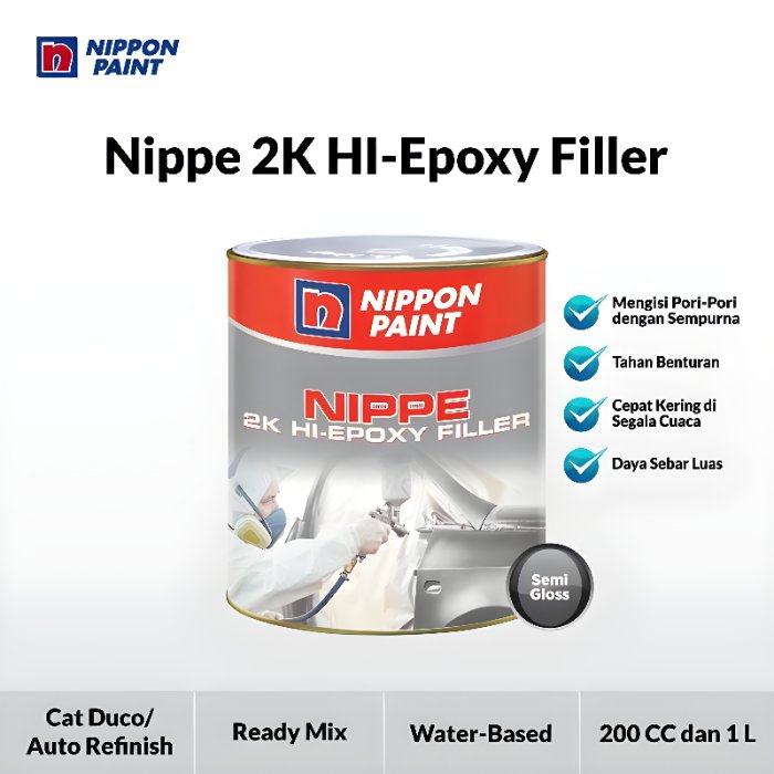 EPOXY FILLER NIPPON 2K WHITE PUTIH BLACK HITAM GREY ABU-ABU