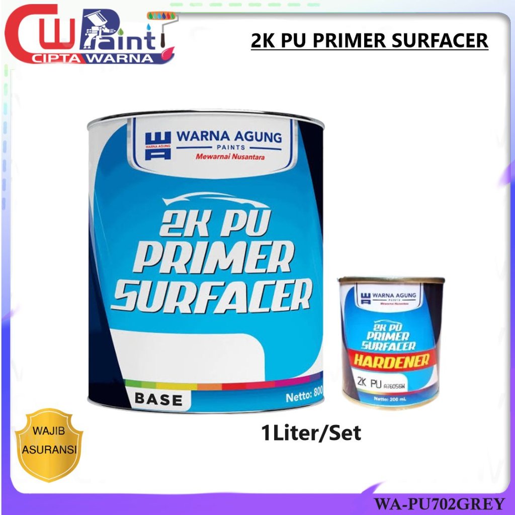 EPOXY 2K PU PRIMER SURFACER WARNA AGUNG GREY ANTI KARAT CEPAT KERING 1 LITER