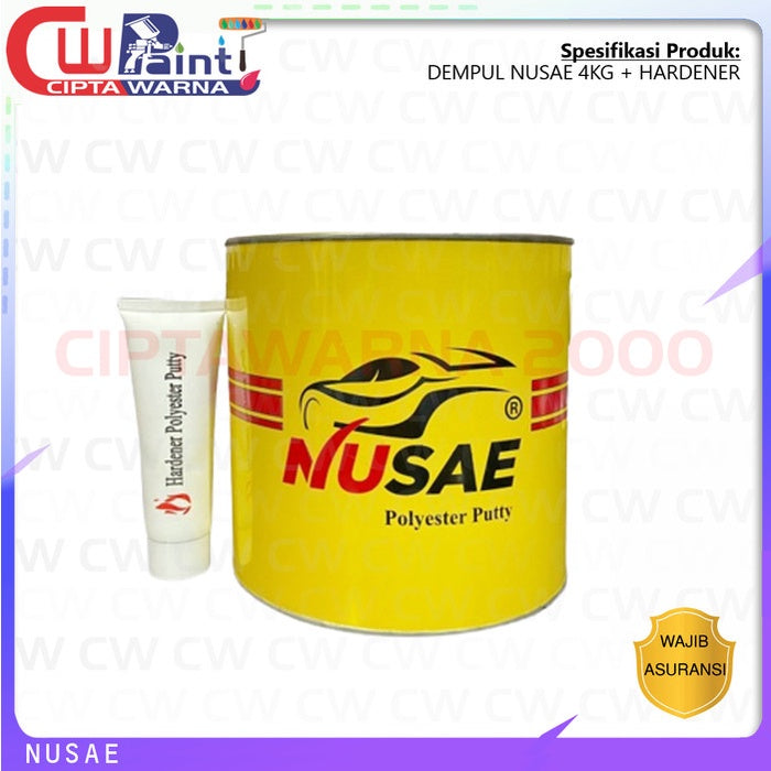 DEMPUL NUSAE POLYESTER PUTTY 4 KG + HARDENER PUTIH HIJAU - CWK