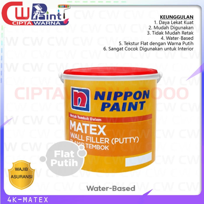 DEMPUL MATEX NIPPON DINDING INTERIOR WALL FILLER PUTTY 4 KG