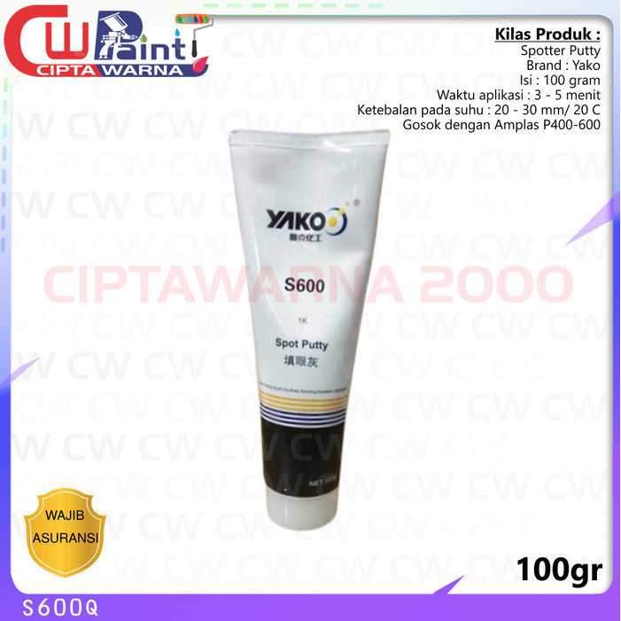 DEMPUL YAKO ODOL SPOT PUTTY S600 HALUS BODY CAR 100 GRAM