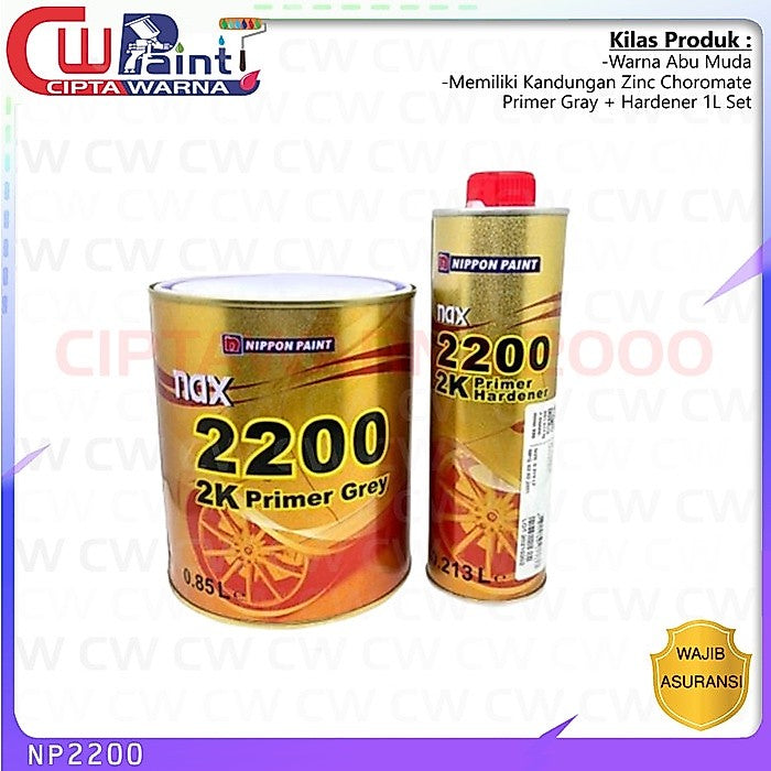 EPOXY 2K PU NIPPON NAX 2200 CAT DASAR PRIMER MOBIL GREY ABU ABU